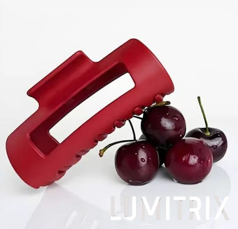 Soft claw clip keeping long hair secure at work