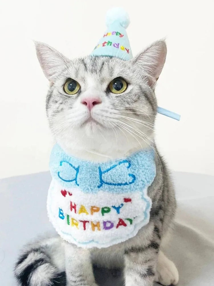 Pet Dog Cat Birthday Bib and Party Hat