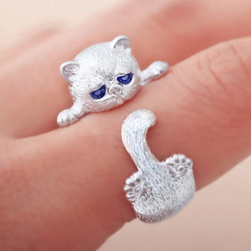 Lumitrix™ Cat & Mouse Wrap Ring – Silver