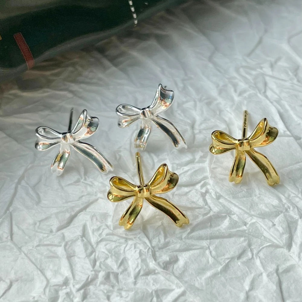 Lumitrix™ Gold & Silver Bow Earrings (Set of 2)