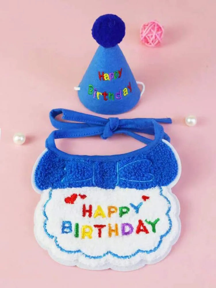 Pet Dog Cat Birthday Bib and Party Hat