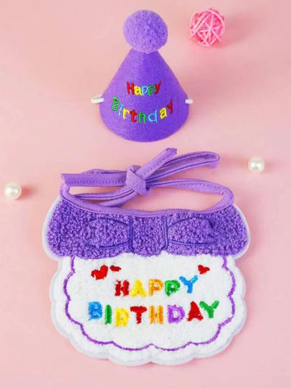 Pet Dog Cat Birthday Bib and Party Hat